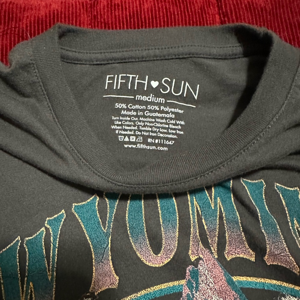 Fifth Sun Black and Teal Graphic Tee - Wyoming